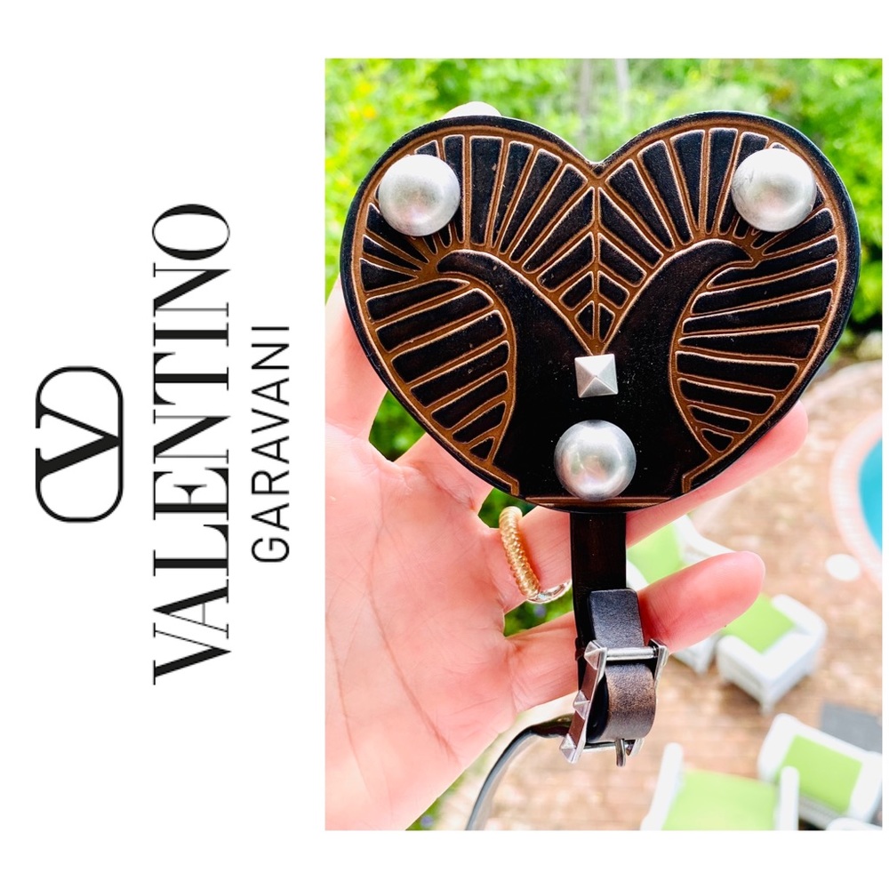 Valentino Garavani Leather Heart Bag Charm/Key Charm NWT - Picture 1 of 16